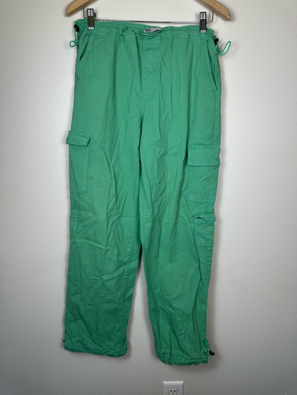 SO Women S Gorpcore Y2K Streetwear High Rise Parachute Green Cotton Cargo Pants